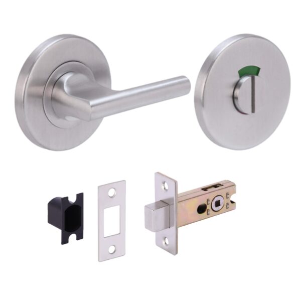 SSS Bathroom Toilet Door Kit - DDA Disabled Turn with Indicator Release - Satin Stainless Steel - 65mm Bolt (45mm Backset)