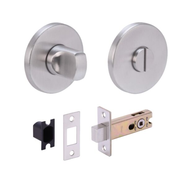 SSS Bathroom Toilet Door Kit - Turn with Blind Release - Satin Stainless Steel - 76mm Bolt (57mm Backset)
