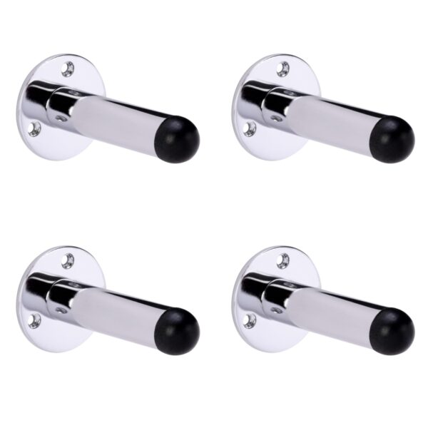 4 Pack 75mm / 3 inch Projecting Door Stops - Polished Chrome