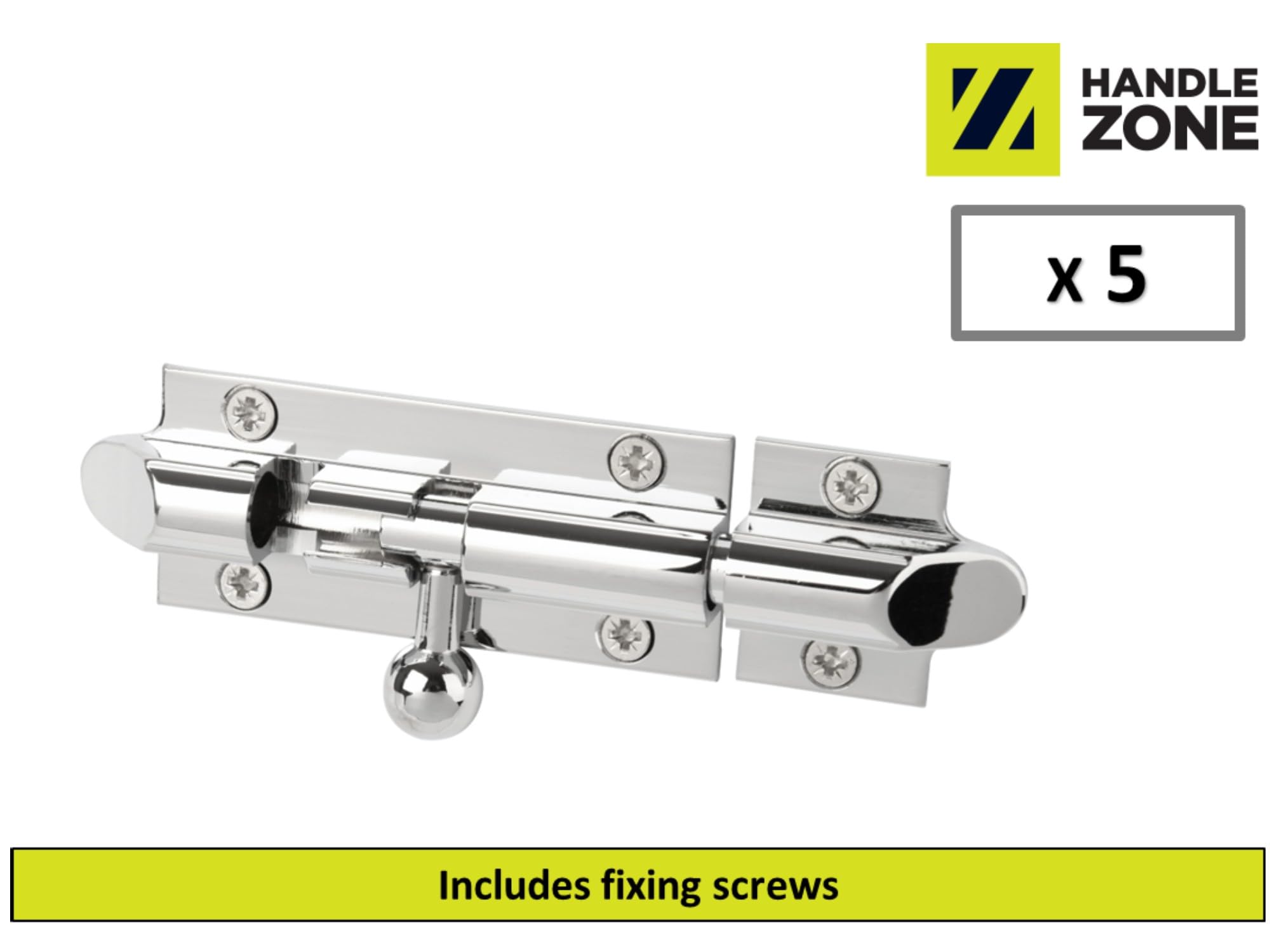 5 Pack Bell Shaped Premium Sliding Door Bolts - 75x32mm - Polished Chrome - Image 2