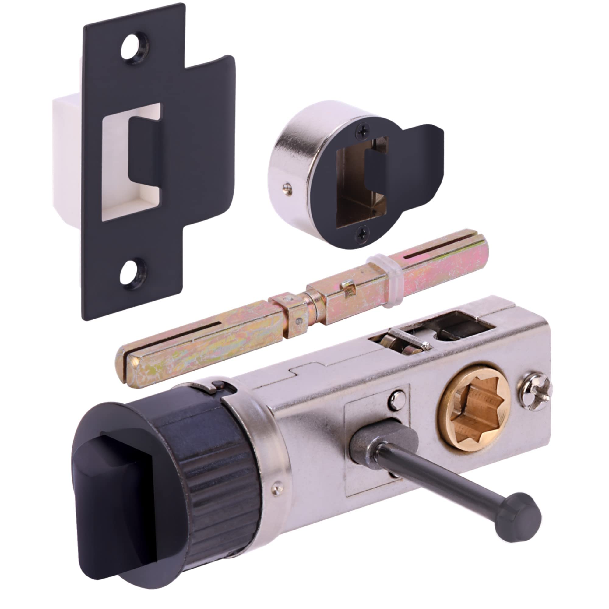 Solus Privacy Lever On Round Rose Door Handles, with Bullet Privacy Latch - Black Matt - Image 3