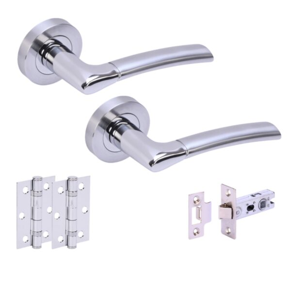 Columba Internal Door Handles on Rose Lever Latch Door Pack (65mm) - Dual Finish Polished/Satin Chrome