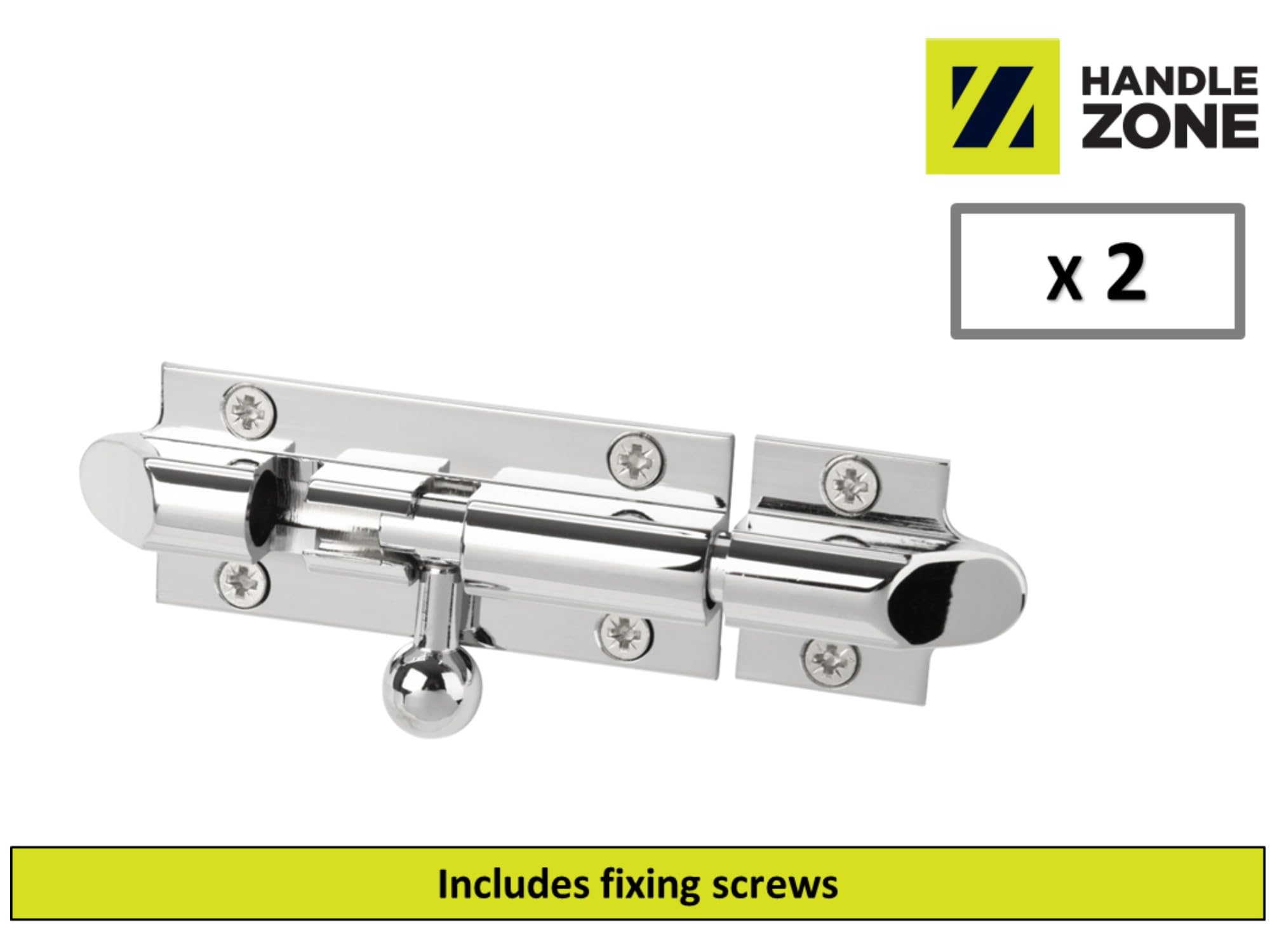 2 Pack Bell Shaped Premium Sliding Door Bolts - 75x32mm - Polished Chrome - Image 2