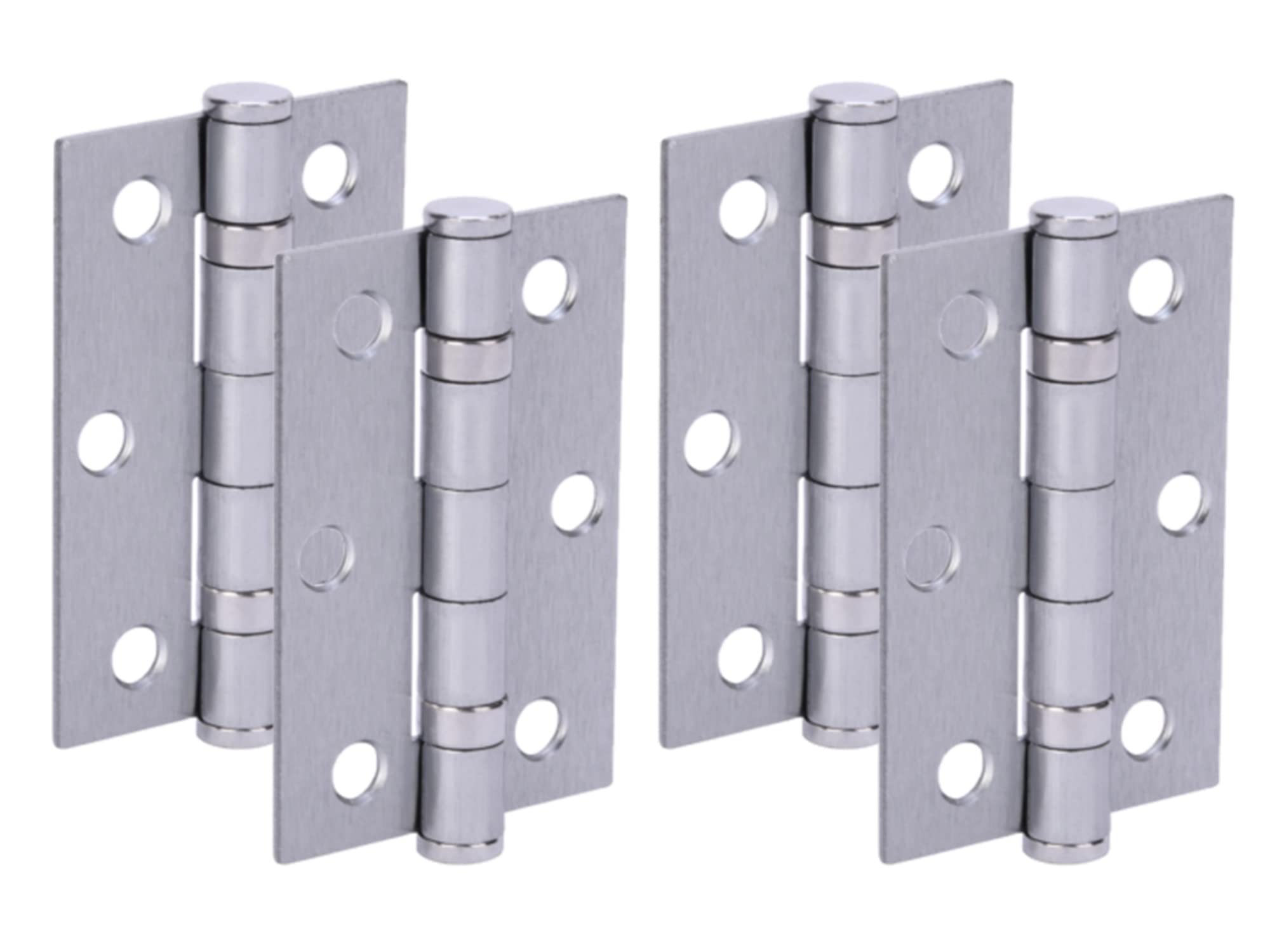 Door Hinges 2 Pairs 76mm / 3 inch Ball Bearing, with Screws - Satin Chrome