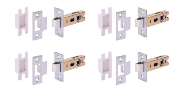 4 Pack 65mm (2 1/2 inch) Satin Stainless Steel Tubular Mortice Latch, Catch - 45mm Backset