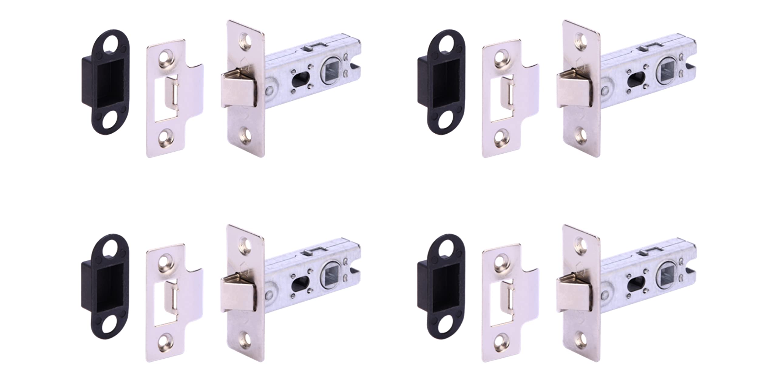 4 Pack 65mm (2 1/2 inch) Silver Nickel Tubular Mortice Latch - 45mm Backset