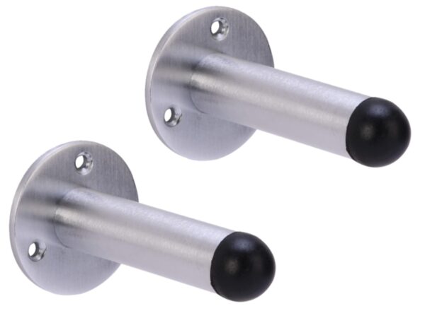 2 Pack 75mm / 3 inch Projecting Door Stops - Satin Chrome