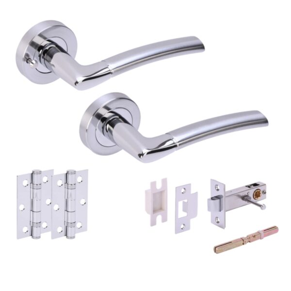Nemo Privacy Lever on Rose Door Pack (76mm) - Dual Finish Polished/Satin Chrome