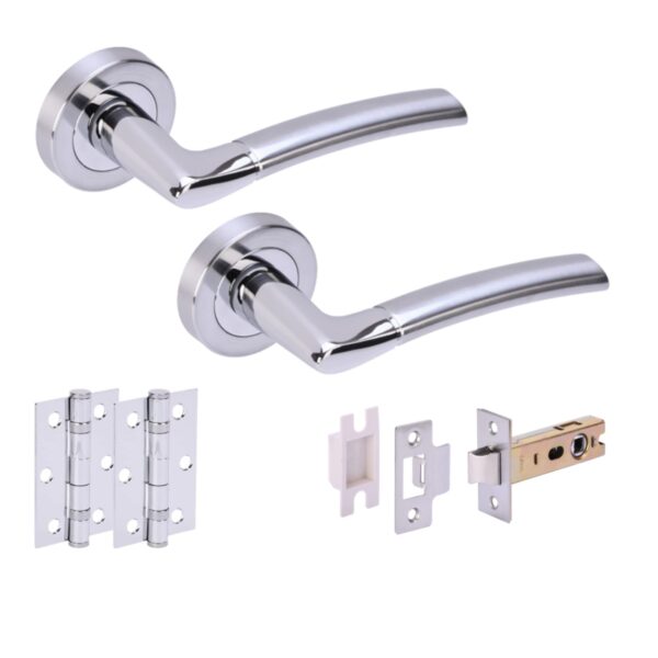 Nemo Internal Door Handles on Rose Lever Latch Door Pack (76mm) - Dual Finish Polished/Satin Chrome
