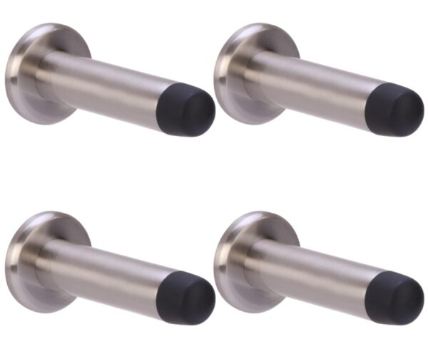 4 Pack 75mm / 3 inch Projecting Door Stops, Concealed Fixing - Satin Nickel
