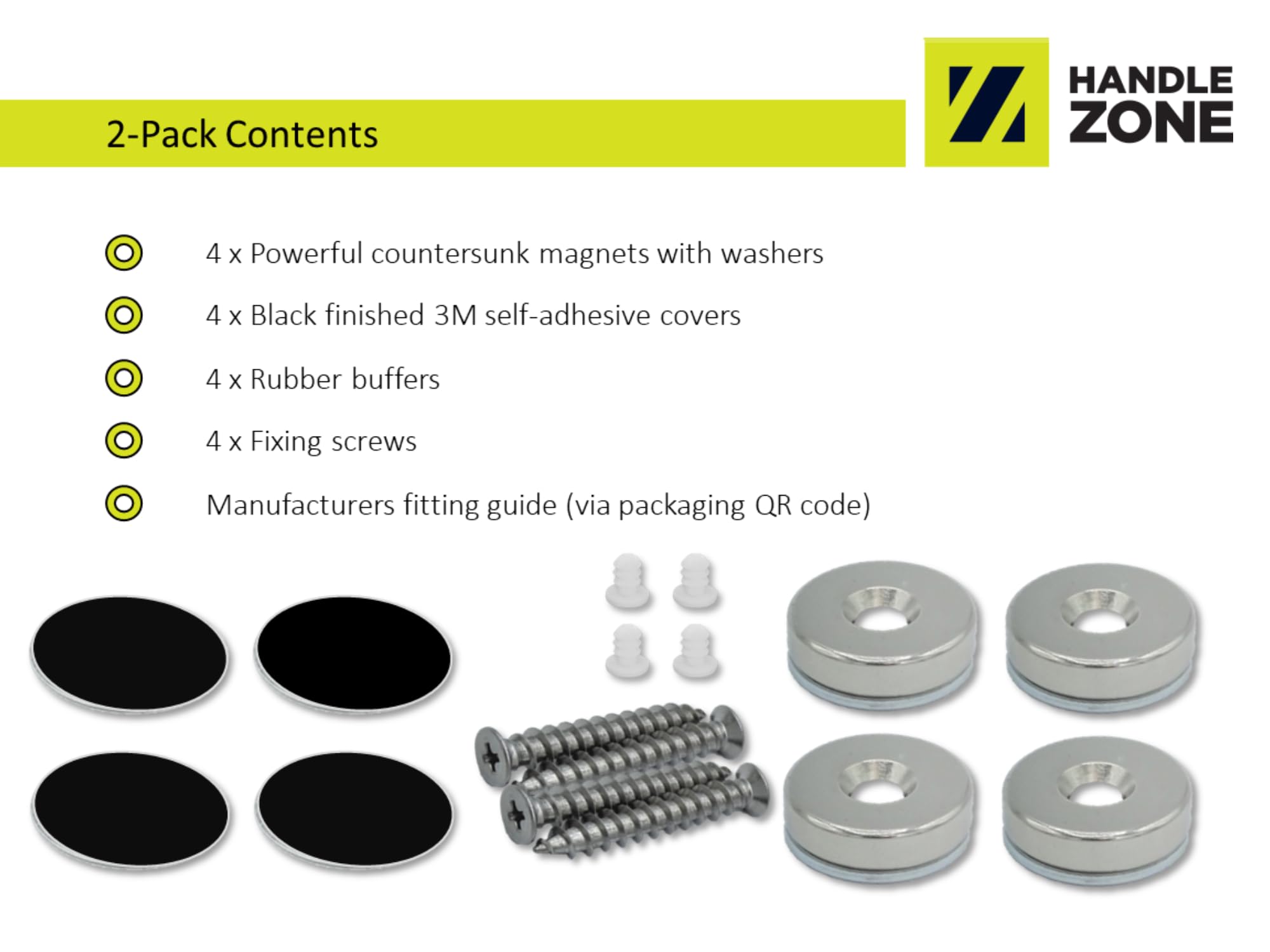 2 Set Pack Flush Mounted Magnetic Catch, Concealed Fixing - Black Matt - Image 6