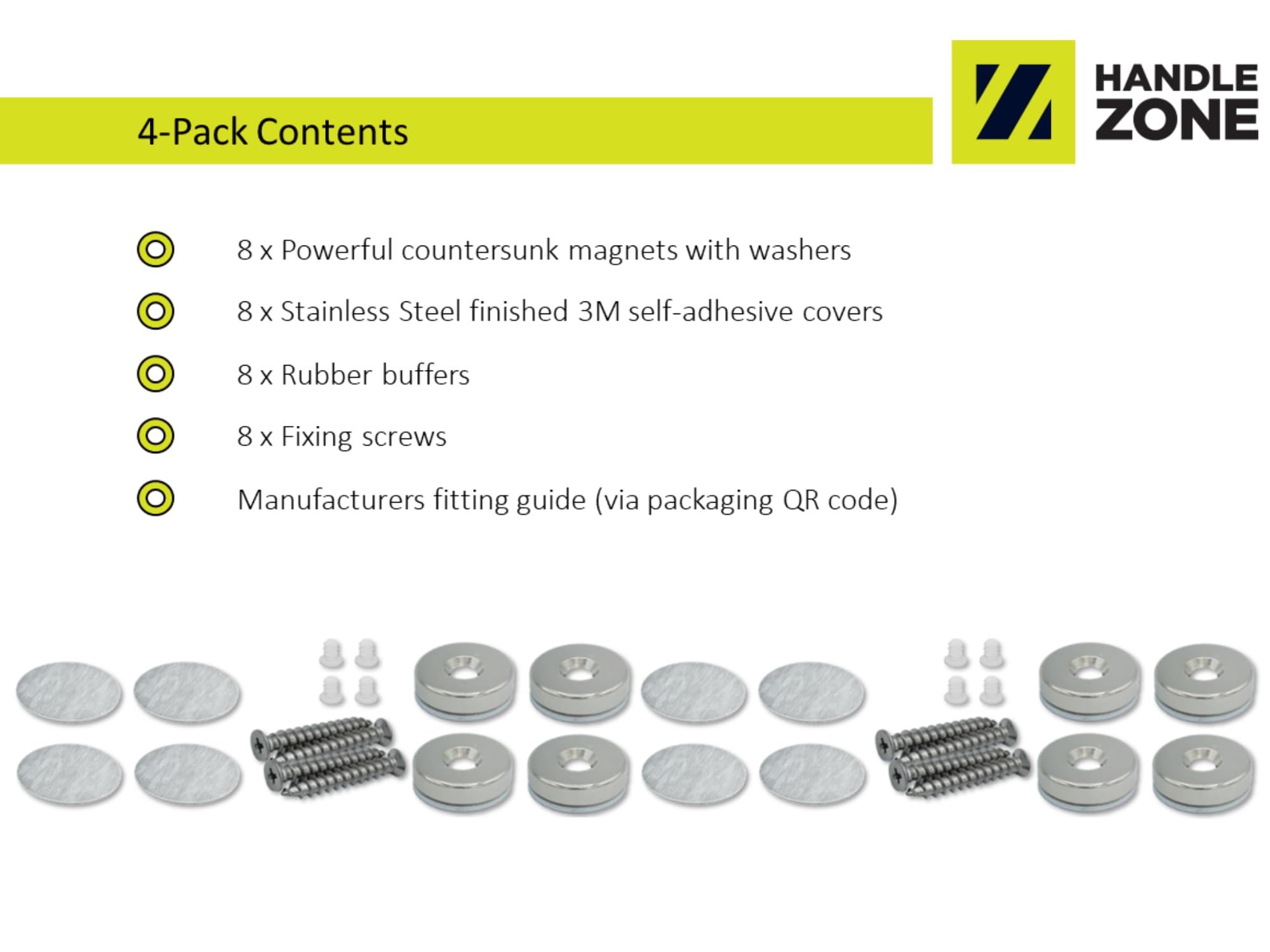 4 Set Pack Flush Mounted Magnetic Catch, Concealed Fixing - Satin Stainless Steel - Image 6