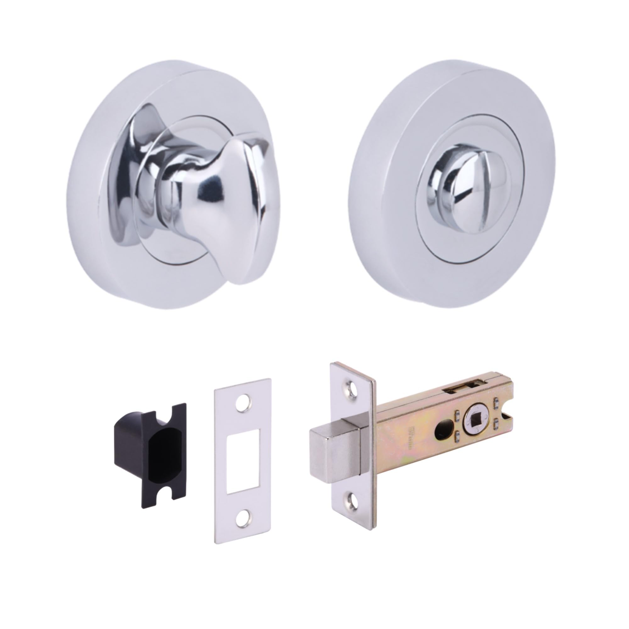 Bathroom Toilet Door Thumb Turn and Release Deadbolt Kit - Polished Chrome - 76mm Bolt with 57mm Backset