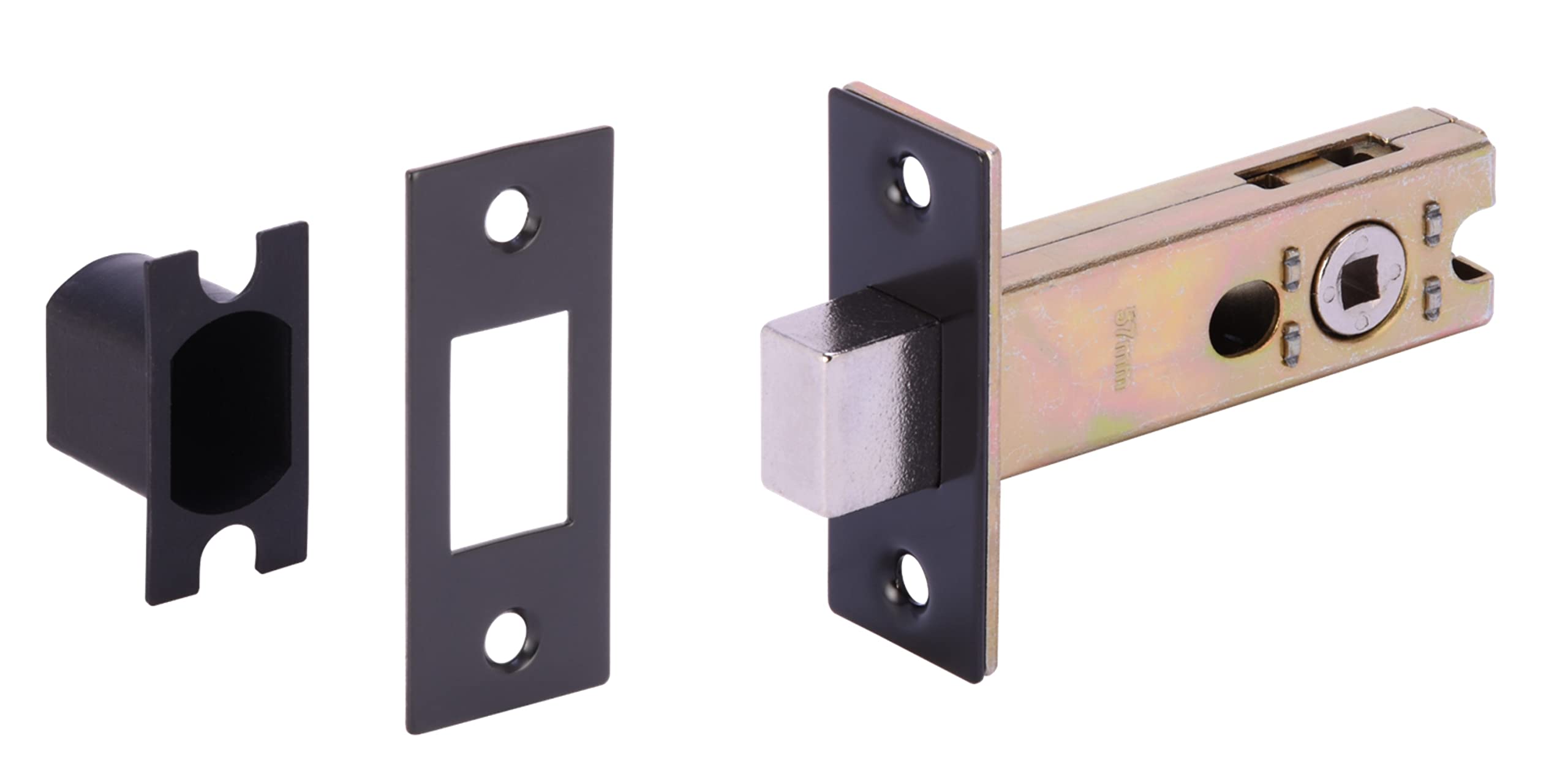 Square Rose Bathroom Toilet Door Thumb Turn and Release Deadbolt Kit - Black Matt - 76mm Bolt with 57mm Backset - Image 3