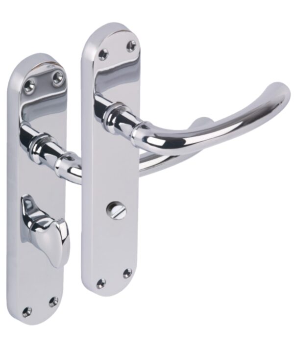 1 Pair of Avis Polished Chrome Bathroom Handle Set on Long Backplate