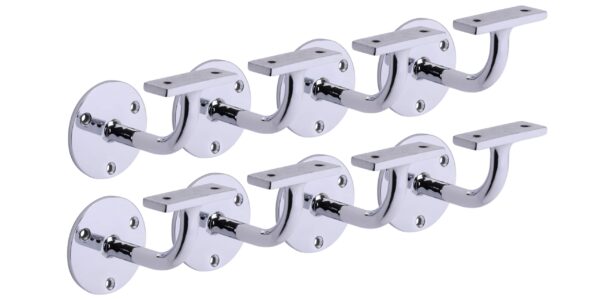 8 Pack Heavy Duty Handrail Brackets - Polished Chrome