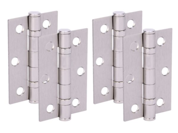 Door Hinges 2 Pairs 76mm / 3 inch Ball Bearing, with Screws - Satin Nickel