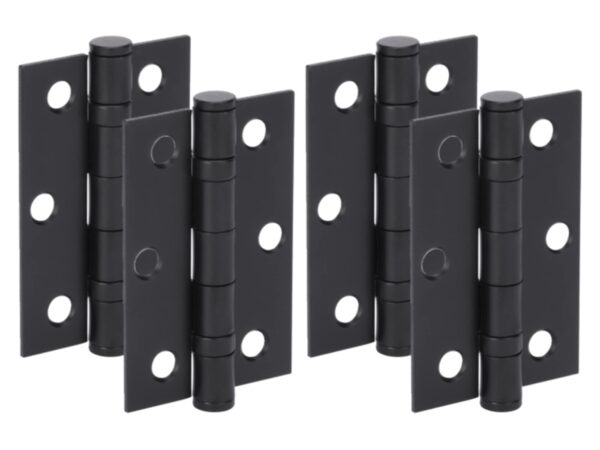 Door Hinges 2 Pairs 76mm / 3 inch Ball Bearing, with Screws - Black Matt