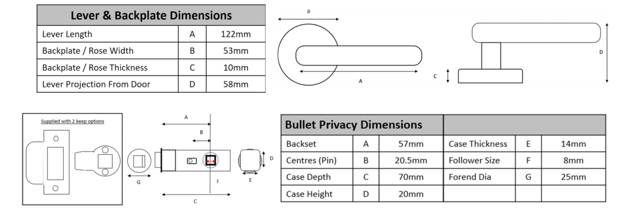 Solus Privacy Lever On Round Rose Door Handles, with Bullet Privacy Latch - Black Matt - Image 6