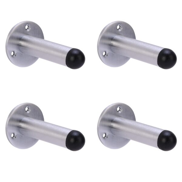 4 Pack 75mm / 3 inch Projecting Door Stops - Satin Chrome
