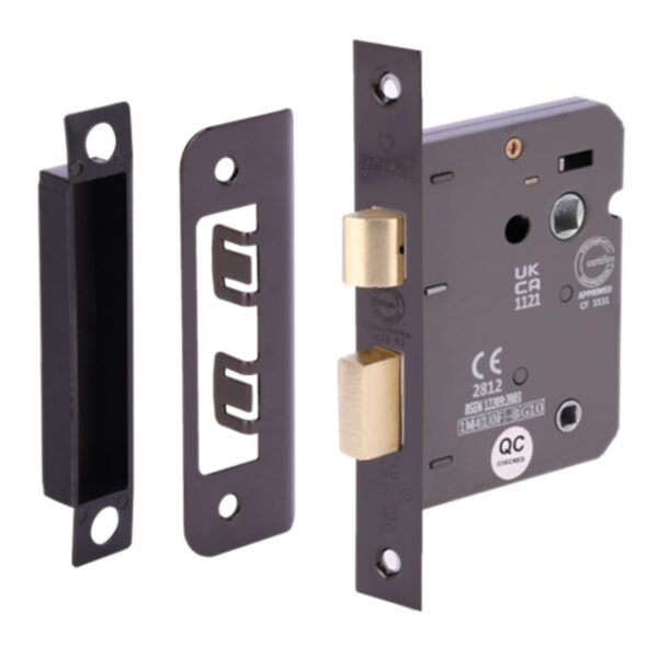 65mm (2 1/2 inch) Black Nickel Bathroom Lock CE & UKCA Approved - Fire Rated - 45mm Backset