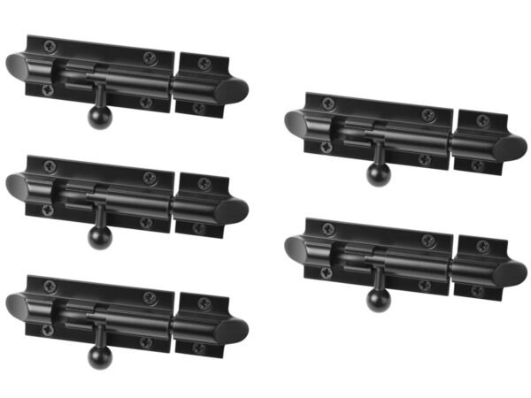 5 Pack Bell Shaped Premium Sliding Door Bolts - 75x32mm - Black Matt