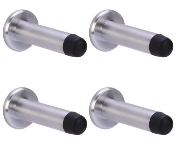 4 Pack 75mm / 3 inch Projecting Door Stops, Concealed Fixing  - Satin Chrome