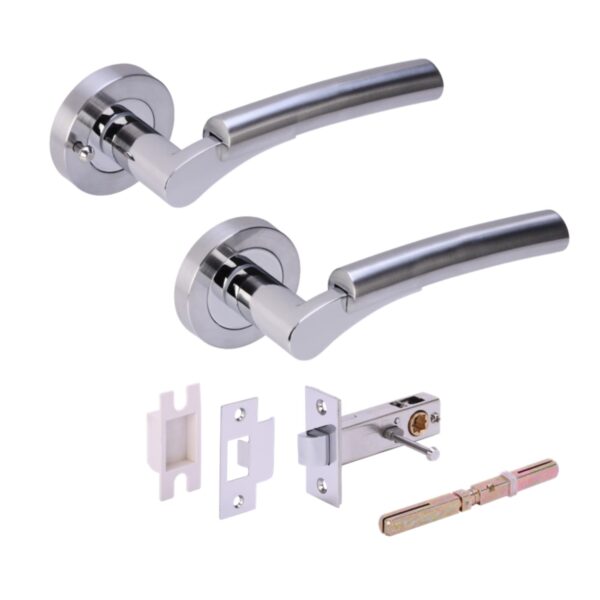 Raida Privacy Lever On Round Rose Door Handles, with Privacy Latch - Polished/Satin Chrome