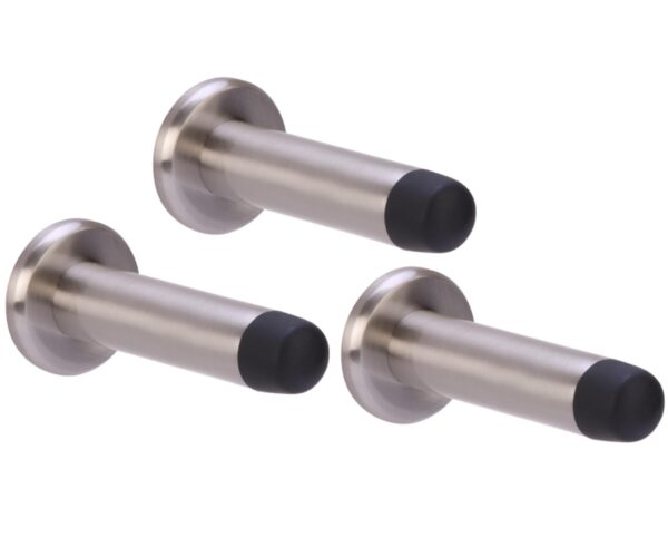 3 Pack 75mm / 3 inch Projecting Door Stops, Concealed Fixing - Satin Nickel