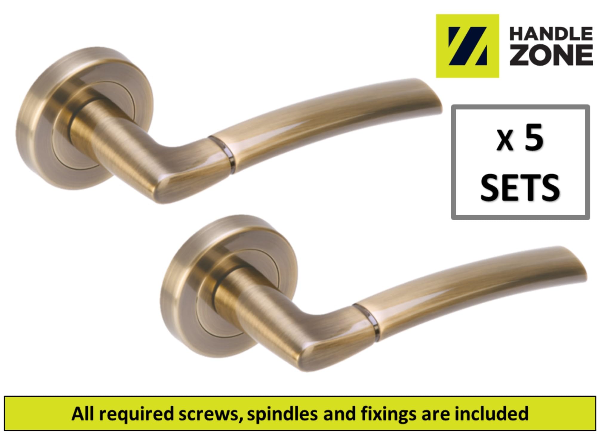 5 Sets Nemo Lever On Round Rose Door Handles - Antique Bronze - Image 2