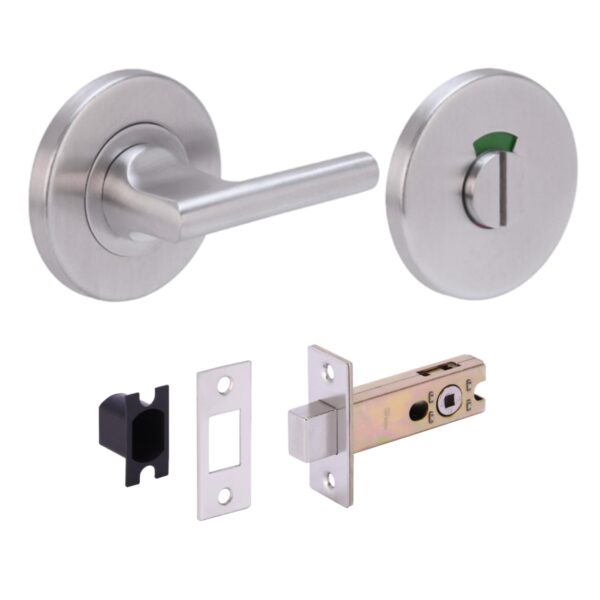 SSS Bathroom Toilet Door Kit - DDA Disabled Turn with Indicator Release - Satin Stainless Steel - 76mm Bolt (57mm Backset)