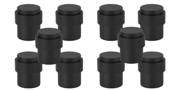 10 Pack Floor Mounted Collared Door Stops 30mm x 40mm, Concealed Fixing - Black Matt