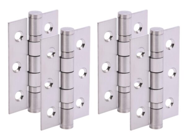 Door Hinges 2 Pairs 76mm / 3 inch Ball Bearing, with Screws - Satin Stainless Steel