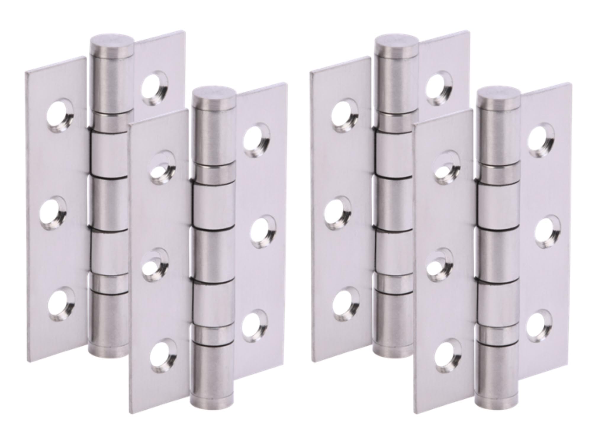 Door Hinges 2 Pairs 76mm / 3 inch Ball Bearing, with Screws - Satin Stainless Steel