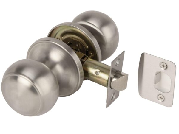 Riva Passage Knobset, Non-Locking Interior Door Knobset, Adjustable 60-70mm Latch, 1 Set – Satin Stainless Steel