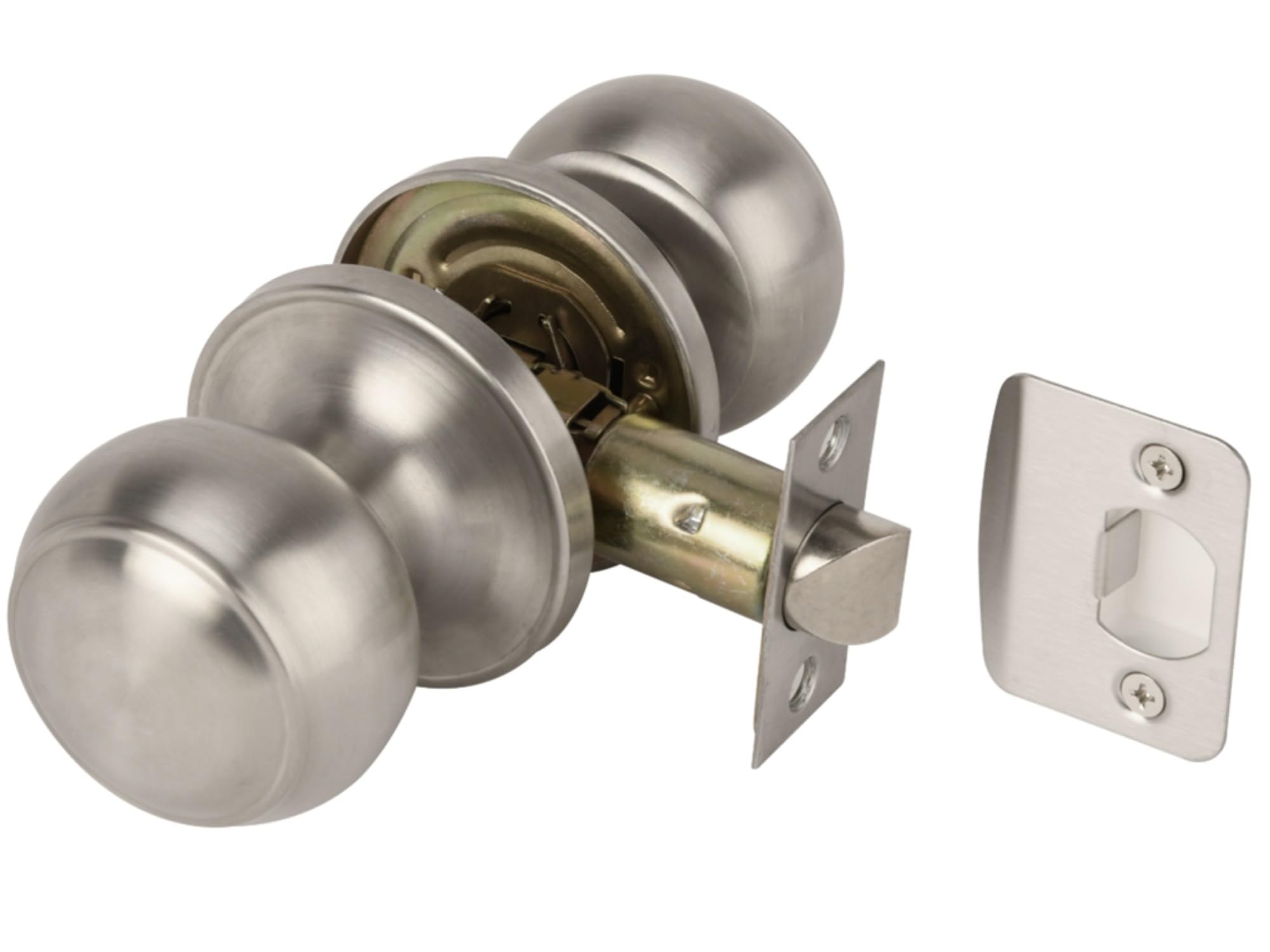 7 Sets Riva Passage Knobset, Non-Locking Interior Door Knobset, Adjustable 60-70mm Latch – Satin Stainless Steel - Image 2