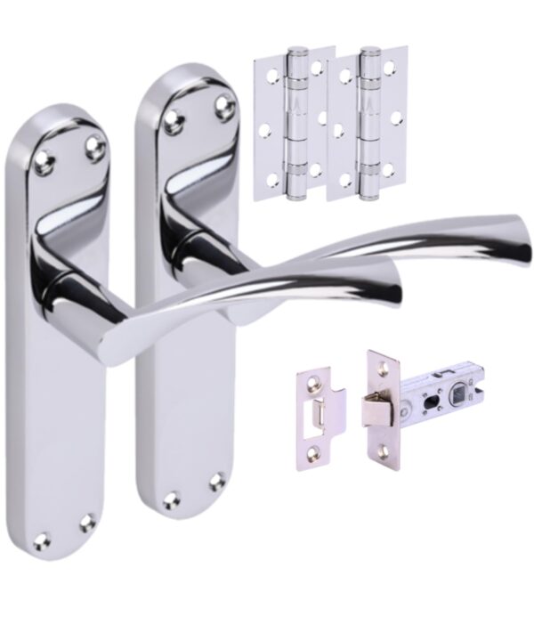 Lobo Internal Door Handles on Backplate Lever Latch Door Pack (76mm) - Polished Chrome