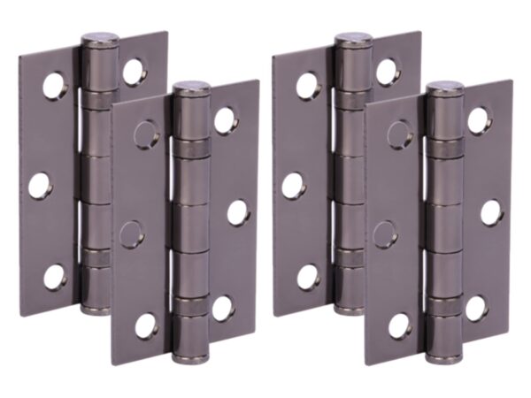 Door Hinges 2 Pairs 76mm / 3 inch Ball Bearing, with Screws - Black Nickel