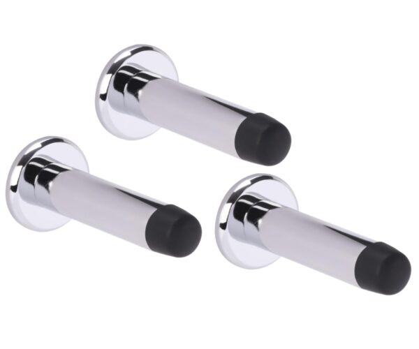 3 Pack 75mm / 3 inch Projecting Door Stops, Concealed Fixing - Polished Chrome