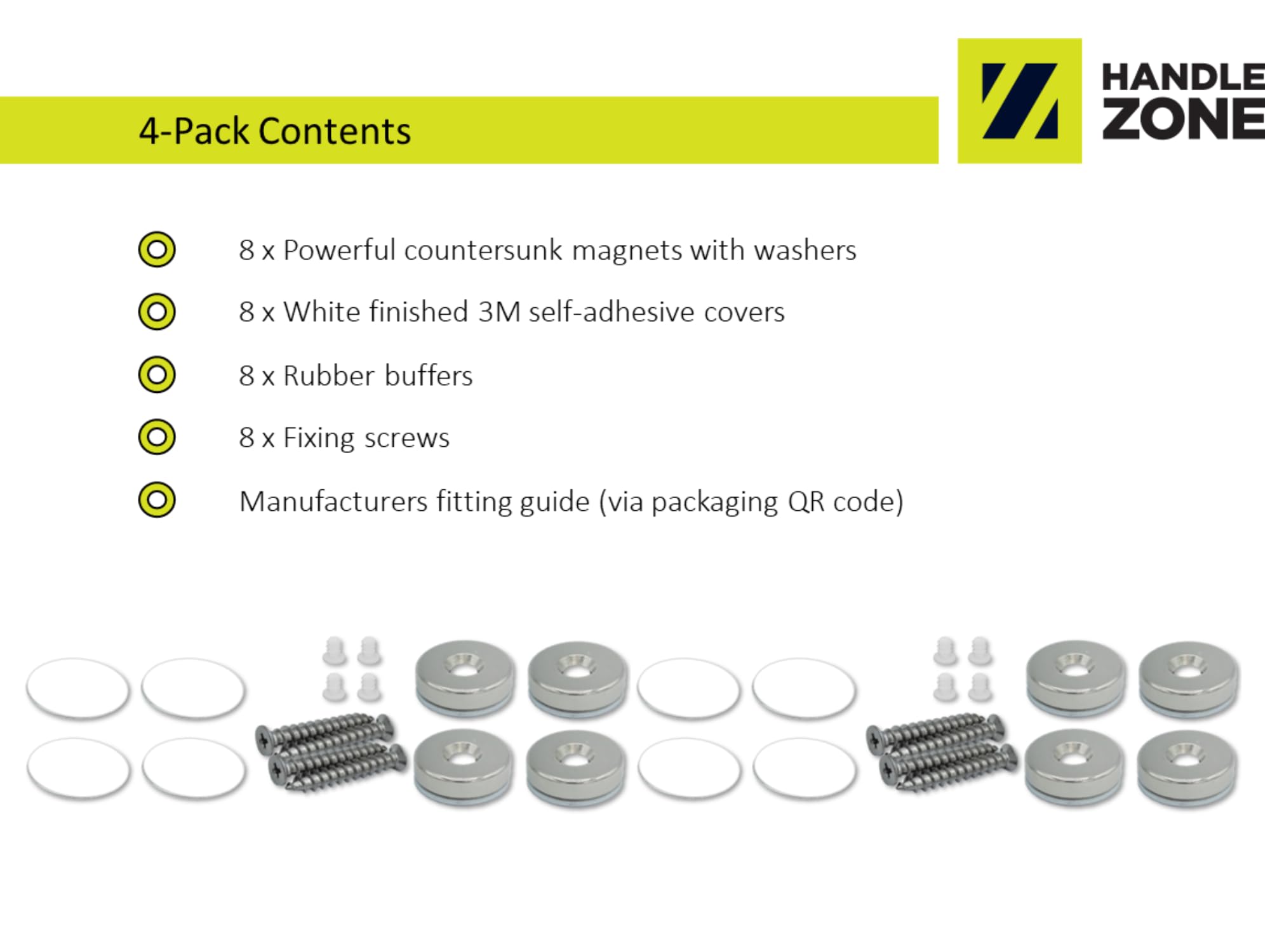 4 Set Pack Flush Mounted Magnetic Catch, Concealed Fixing - White - Image 6