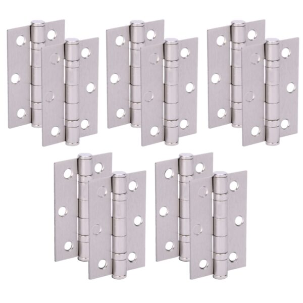 Door Hinges 5 Pairs 76mm / 3 inch Ball Bearing, with Screws - Satin Nickel