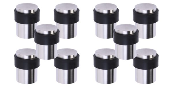 10 Pack Floor Mounted Collared Door Stops 30mm x 40mm, Concealed Fixing - Satin Stainless Steel