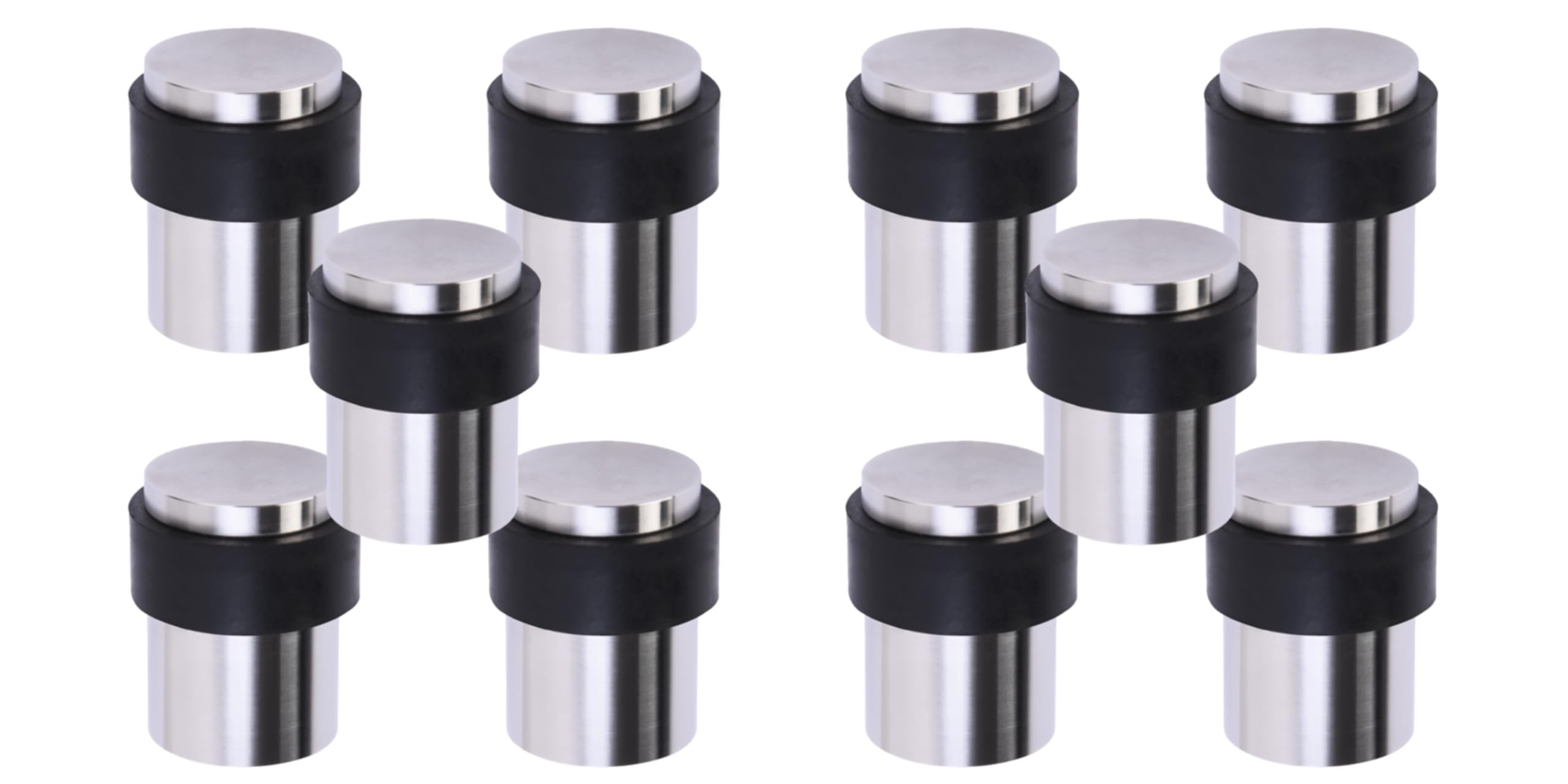10 Pack Floor Mounted Collared Door Stops 30mm x 40mm, Concealed Fixing - Satin Stainless Steel