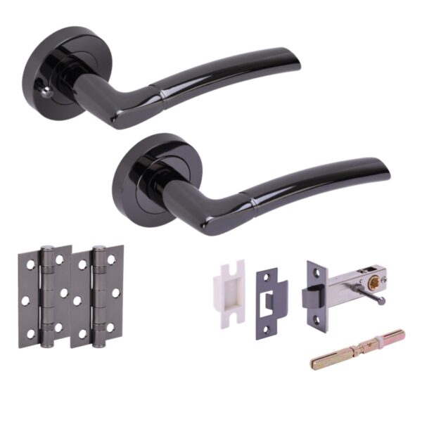 Nemo Privacy Lever on Rose Door Pack (76mm) - Black Nickel