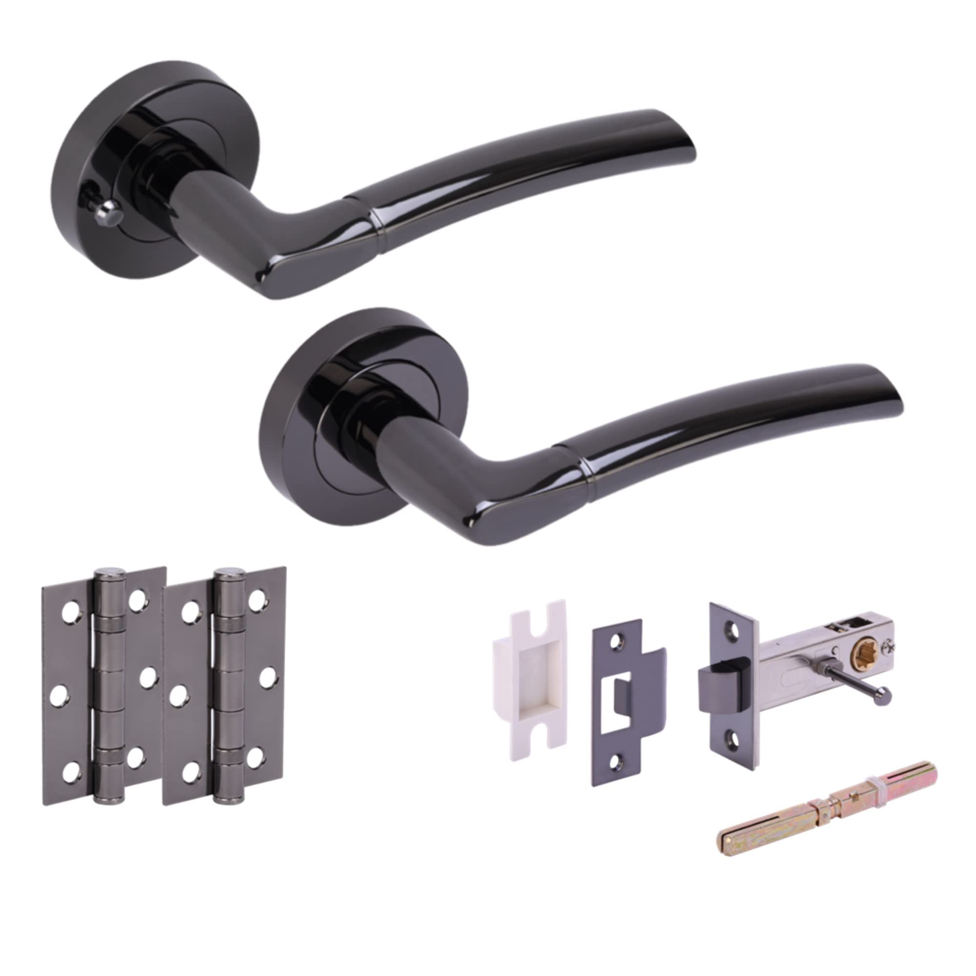 Nemo Privacy Lever on Rose Door Pack (76mm) - Black Nickel