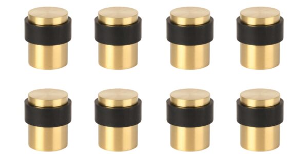8 Pack Floor Mounted Collared Door Stops 30mm x 40mm, Concealed Fixing - Satin Brass