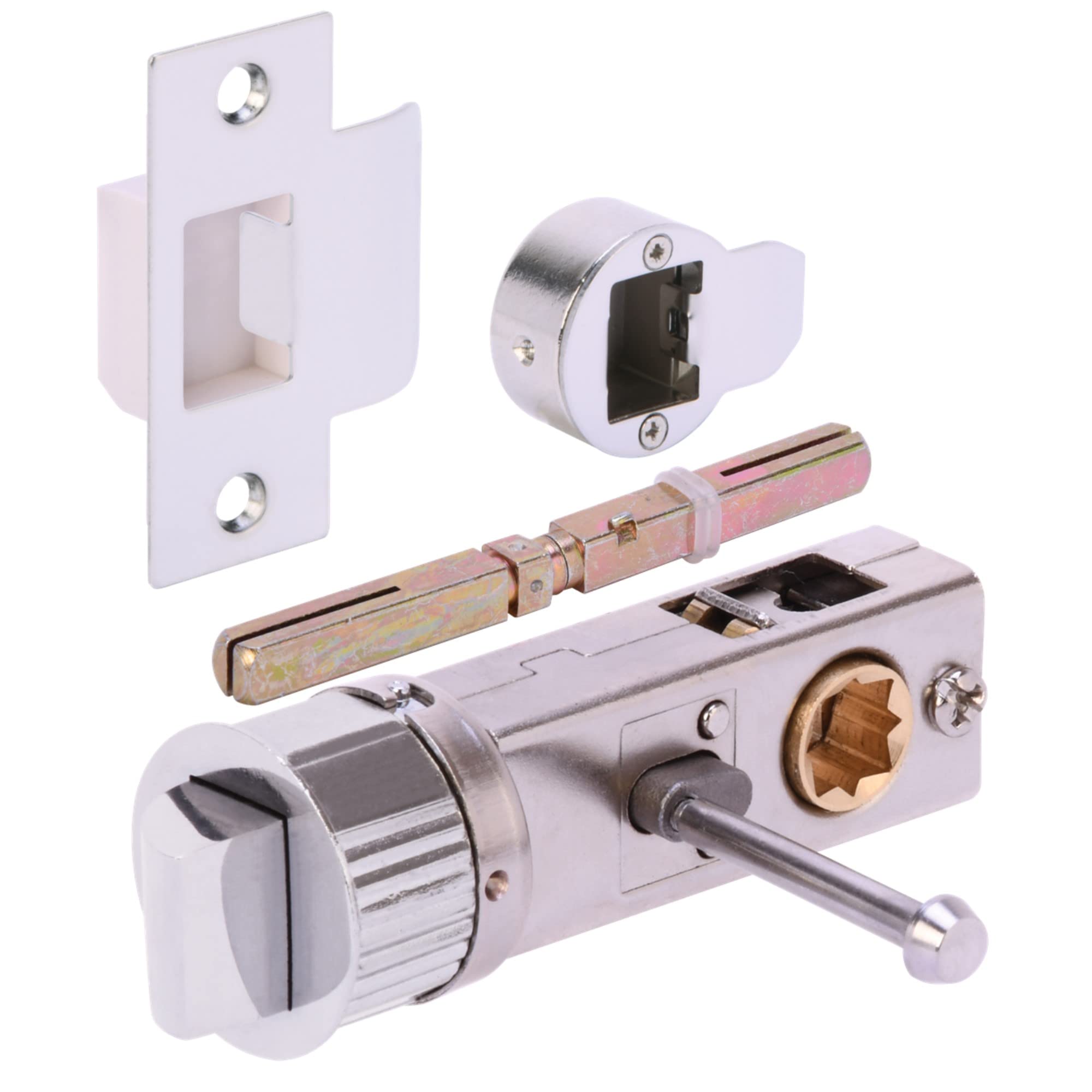Raida Privacy Lever On Round Rose Door Handles, with Bullet Privacy Latch - Polished/Satin Chrome - Image 3