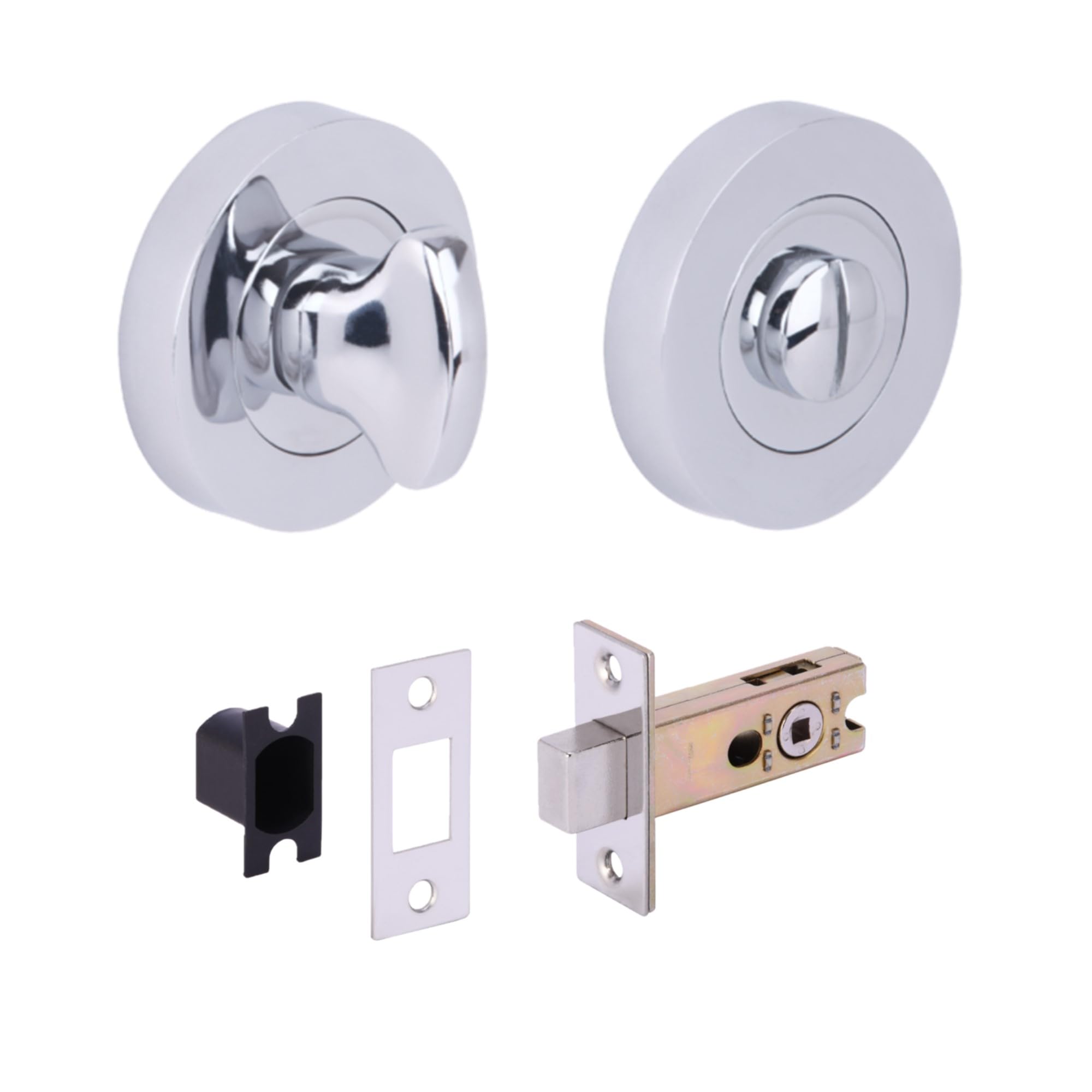 Bathroom Toilet Door Thumb Turn and Release Deadbolt Kit - Polished Chrome - 65mm Bolt with 45mm Backset