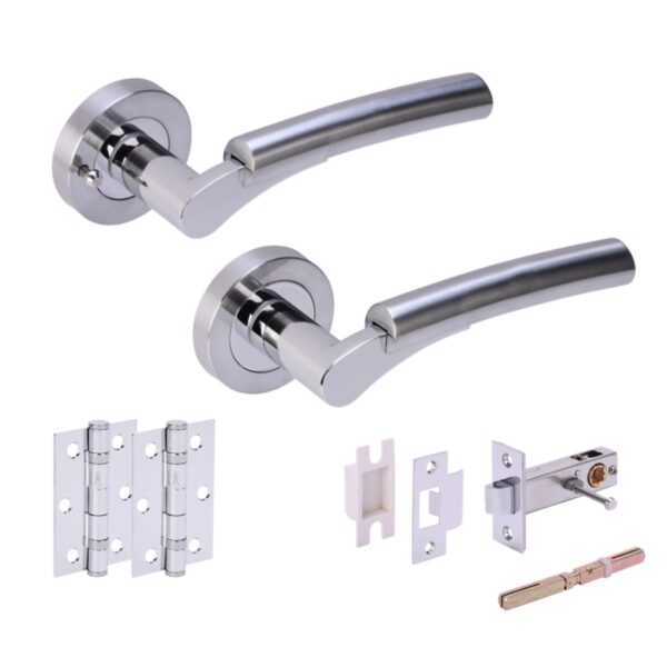 Raida Privacy Lever on Rose Door Pack (76mm) - Polished/Satin Chrome
