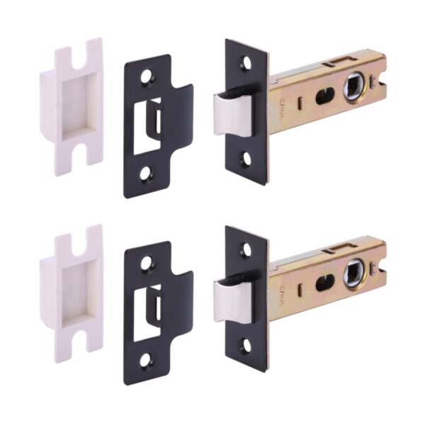 2 Pack 76mm / 3 inch Black Matt Tubular Mortice Latch - 57mm Backset
